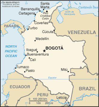Foto: Kolumbie-politick� mapa